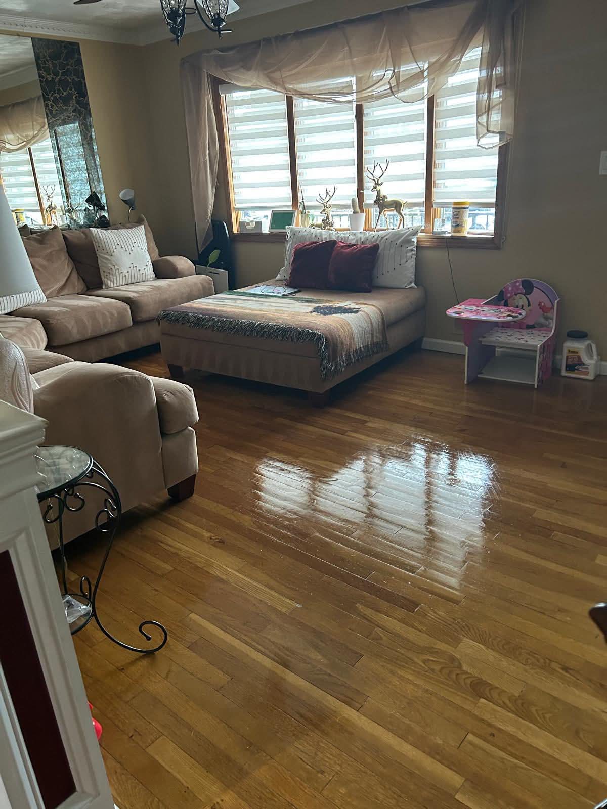 Freshly cleaned bathroom with sanitized surfaces